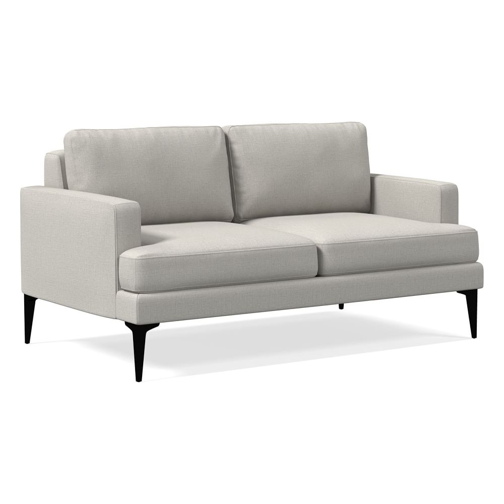 Andes 60" Multi-Seat Sofa, Petite Depth, Performance Yarn Dyed Linen Weave, Frost Gray, Dark Pewter - Image 0