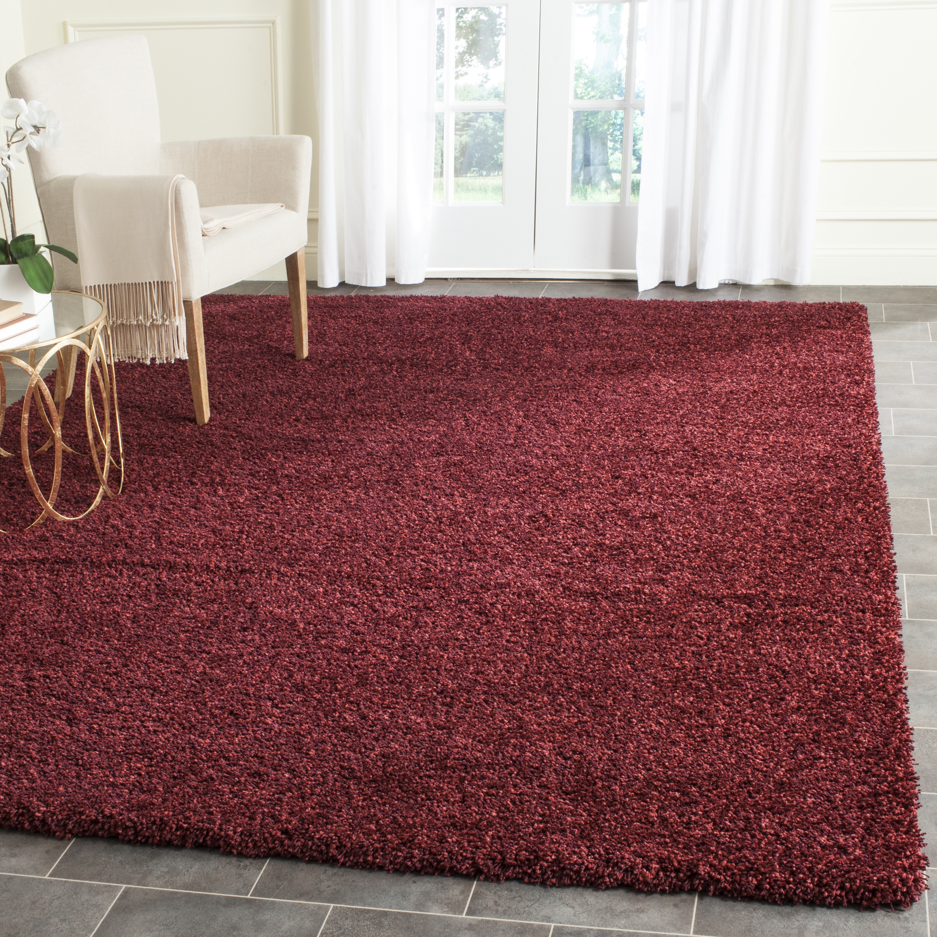 Arlo Home Woven Area Rug, SGN725-4242, Maroon,  9' X 12' - Image 1