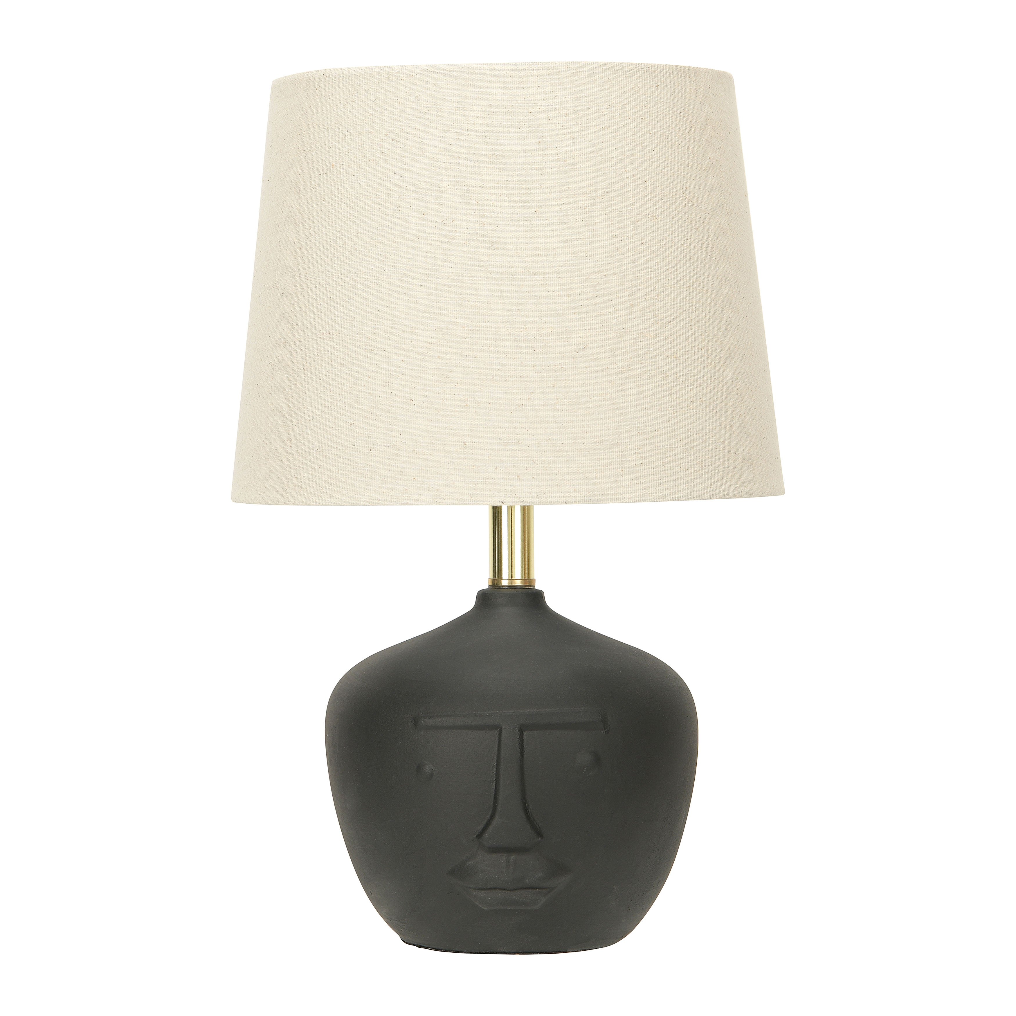 Gentle Face Terracotta Table Lamp, Black - Image 0