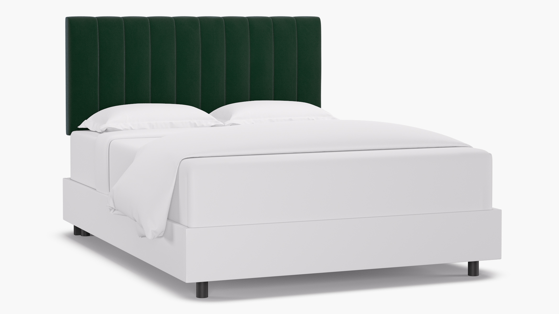 Channel Tufted Headboard, Emerald Classic Velvet, Queen - Image 0