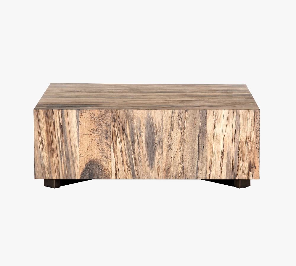 Terri Cube Coffee Table, Primavera Wood/Oxidized Iron, 40"L - Image 0