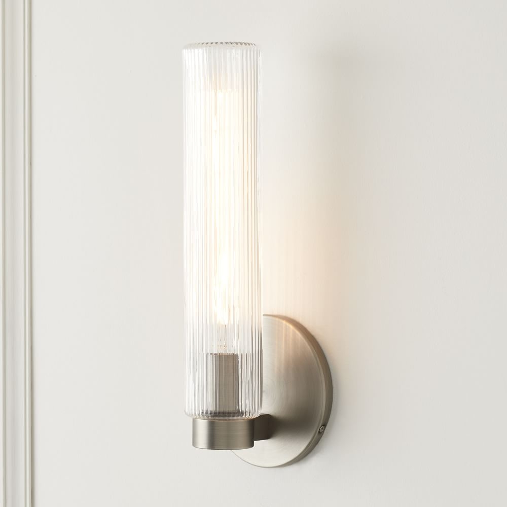 Fluted Outdoor Sconce, Brushed Nickel - Image 0