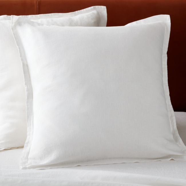 EUROPEAN FLAX-Certified Linen White Euro Pillow Shams Set of 2 - Image 0
