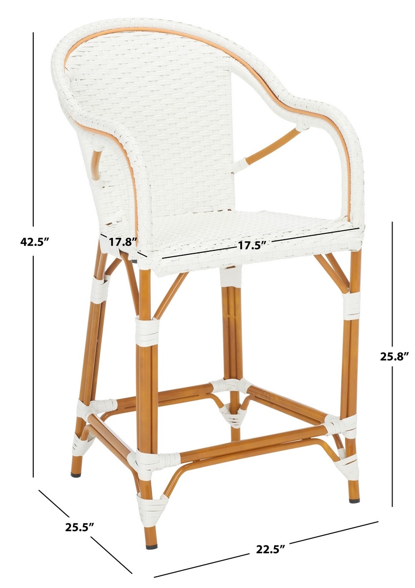 California Counter Stool W Arm - White - Safavieh - Image 9