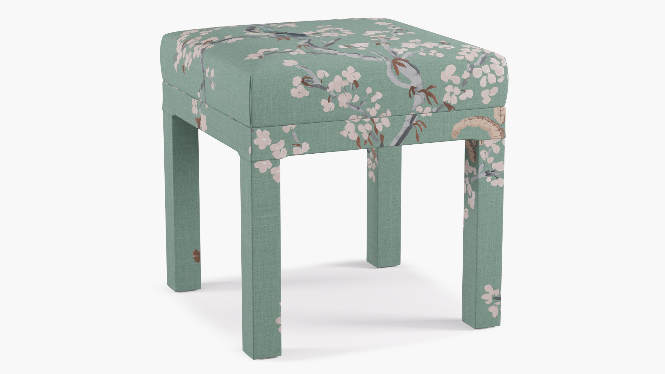 Parsons Ottoman, Mint Cherry Blossom - Image 1