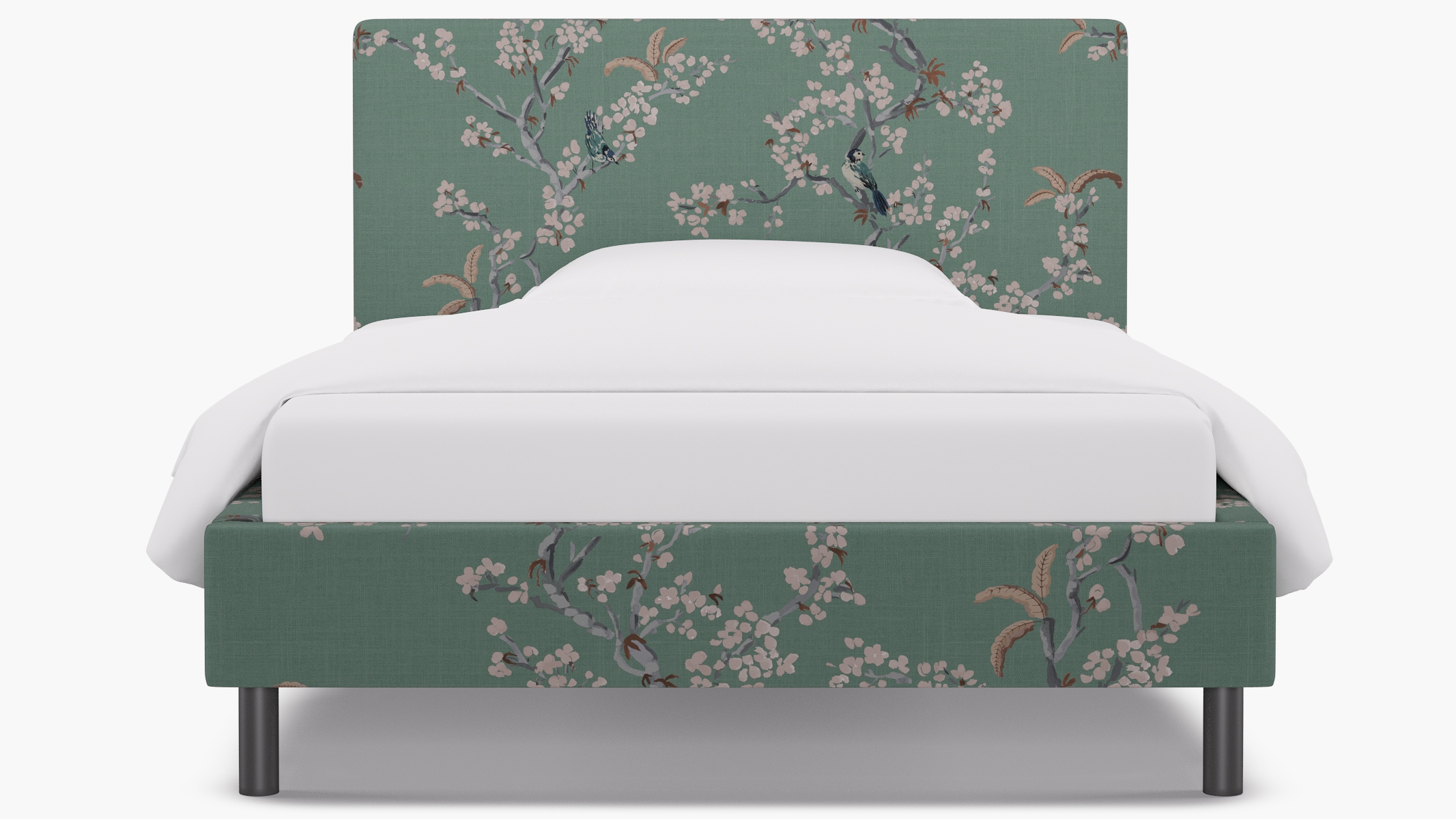 Tailored Platform Bed, Mint Cherry Blossom, Full - Image 0