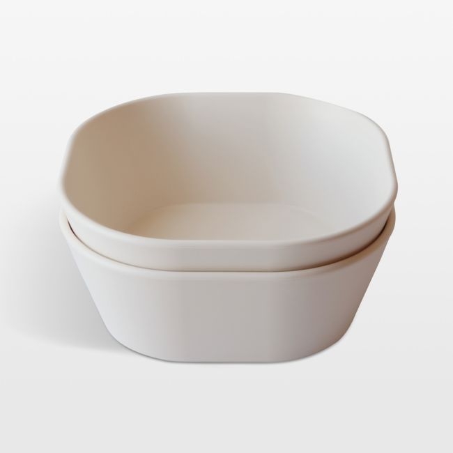 Mushie 2-Pack Ivory Square Plastic Dinner Bowls - Image 0