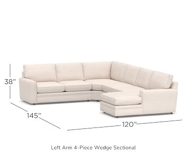 Pearce Square Arm Upholstered Left Arm 4-Piece Wedge Sectional, Down Blend Wrapped Cushions, Chenille Basketweave Oatmeal - Image 2
