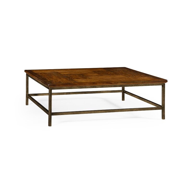 Jonathan Charles Fine Furniture Country Walnut Square Coffee Table Table Top Color: Country Farmhouse Walnut, Table Base Color: Bronze Iron - Image 0