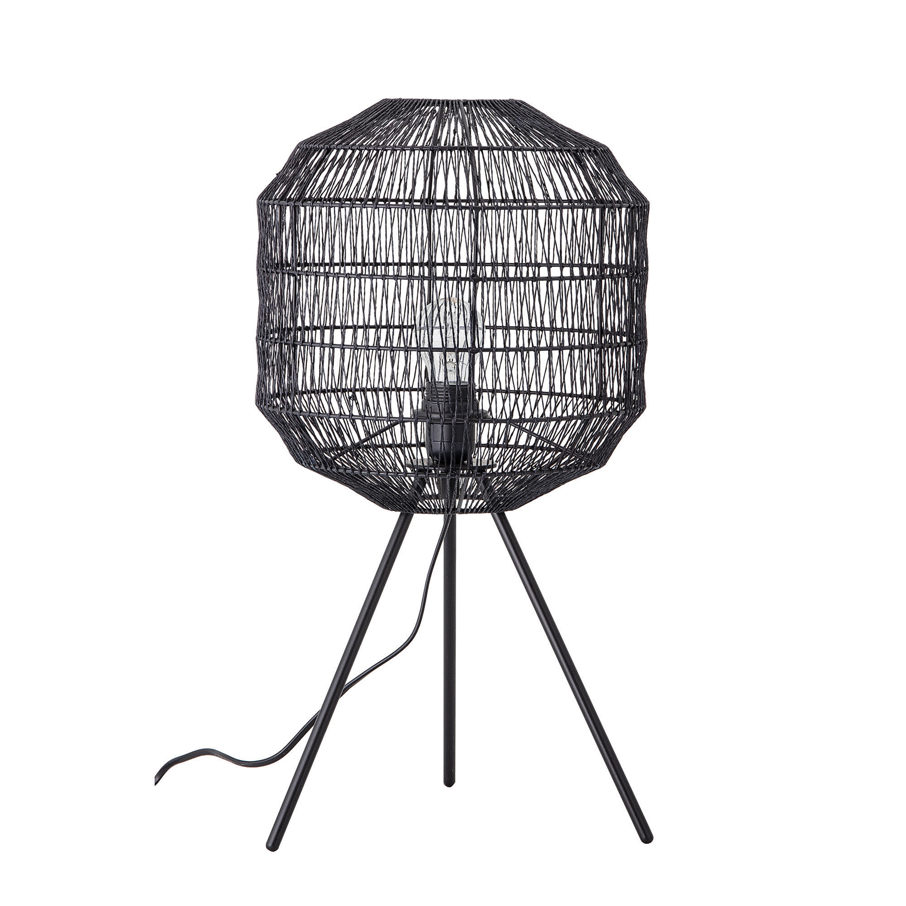 Oval Paper Rope Table Lamp with Metal Tripod Legs - Image 0