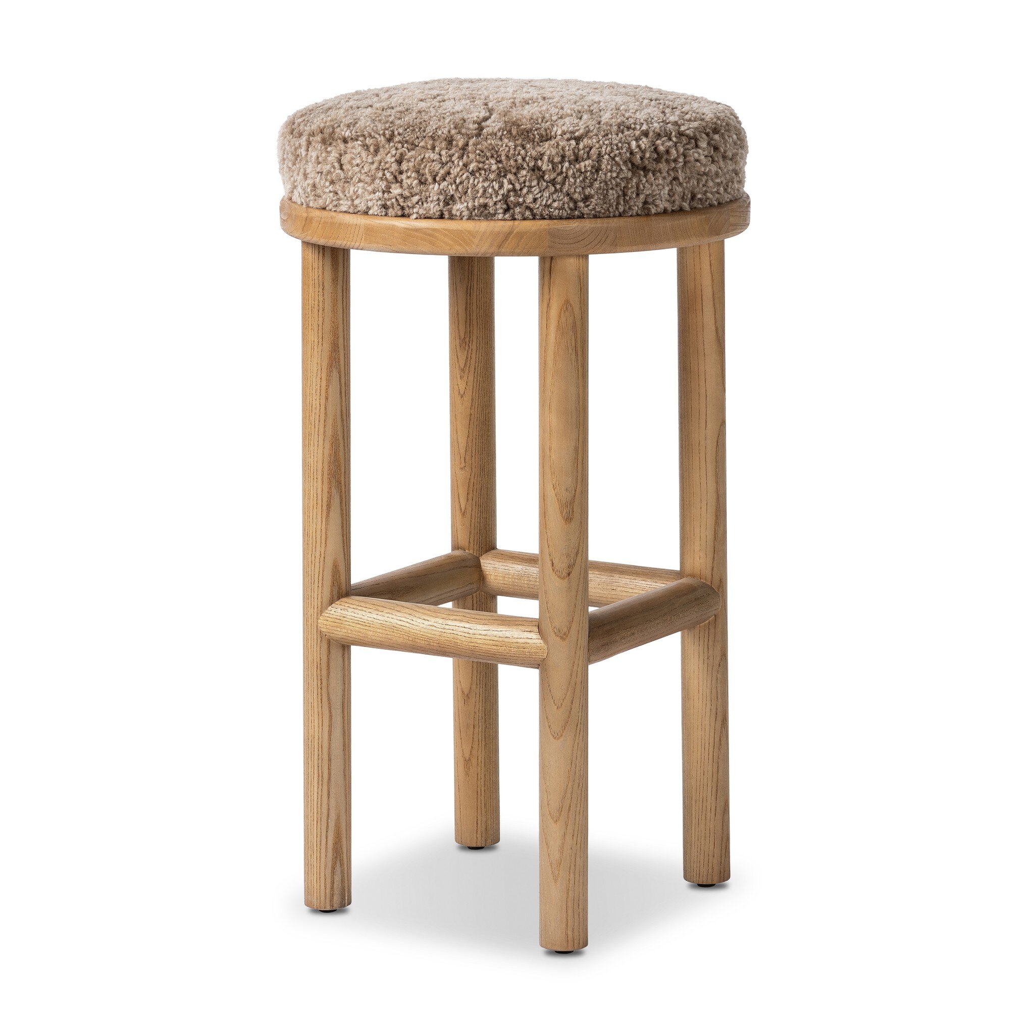 Saldino Bar + Counter Stool - Taupe Shearling - Image 1