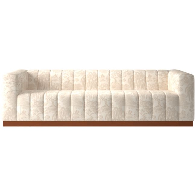 Forte 101" Willow Natural Sofa with Walnut Base - Image 0