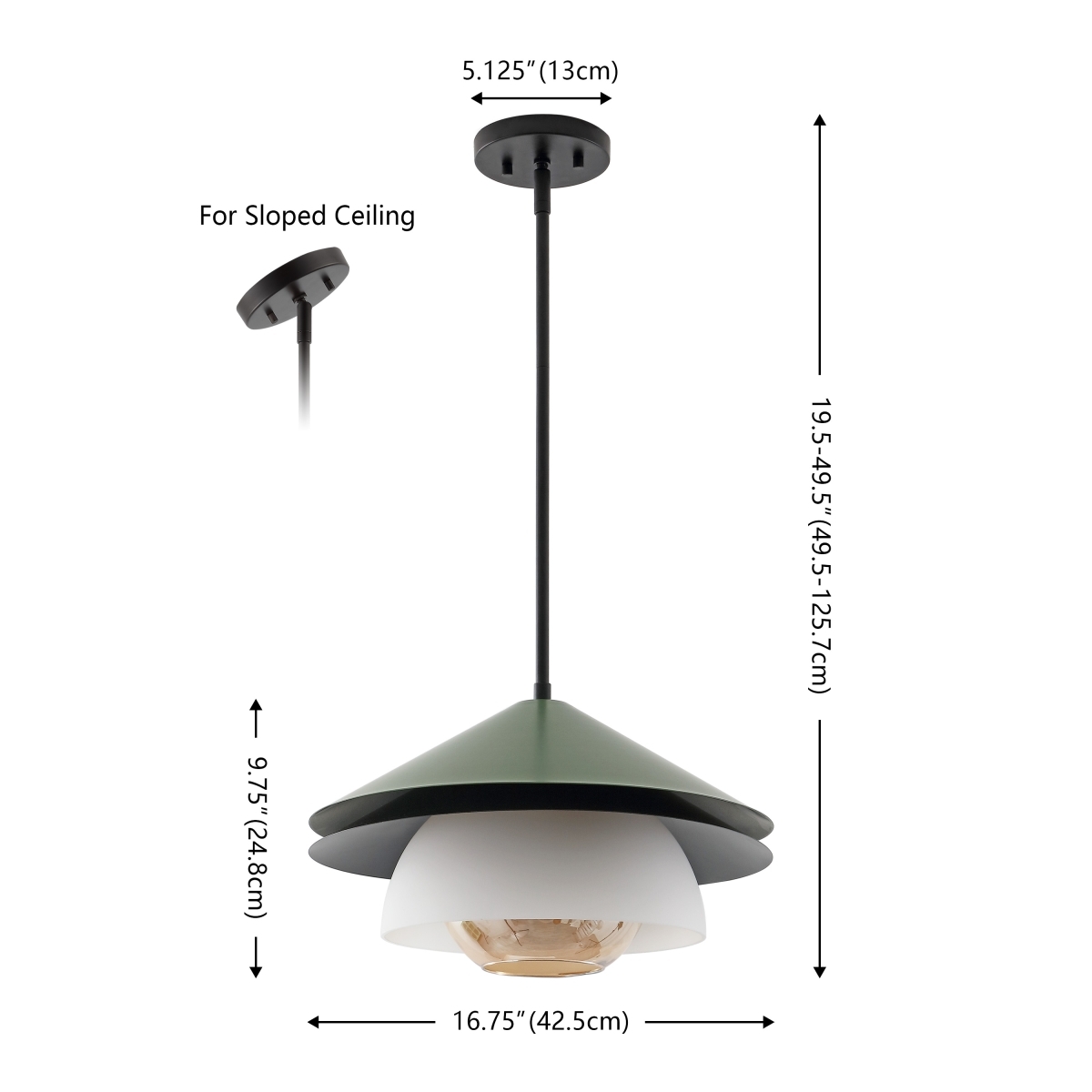 Jalen 16.75 Inch Pendant - Green - Image 2