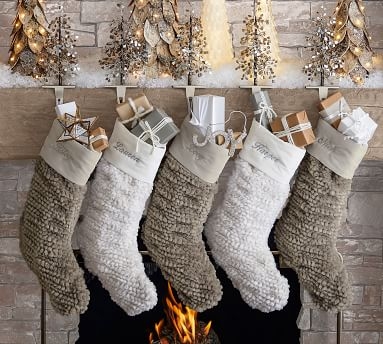 Honeycomb Faux Fur Stocking, Medium, Grey - Image 5