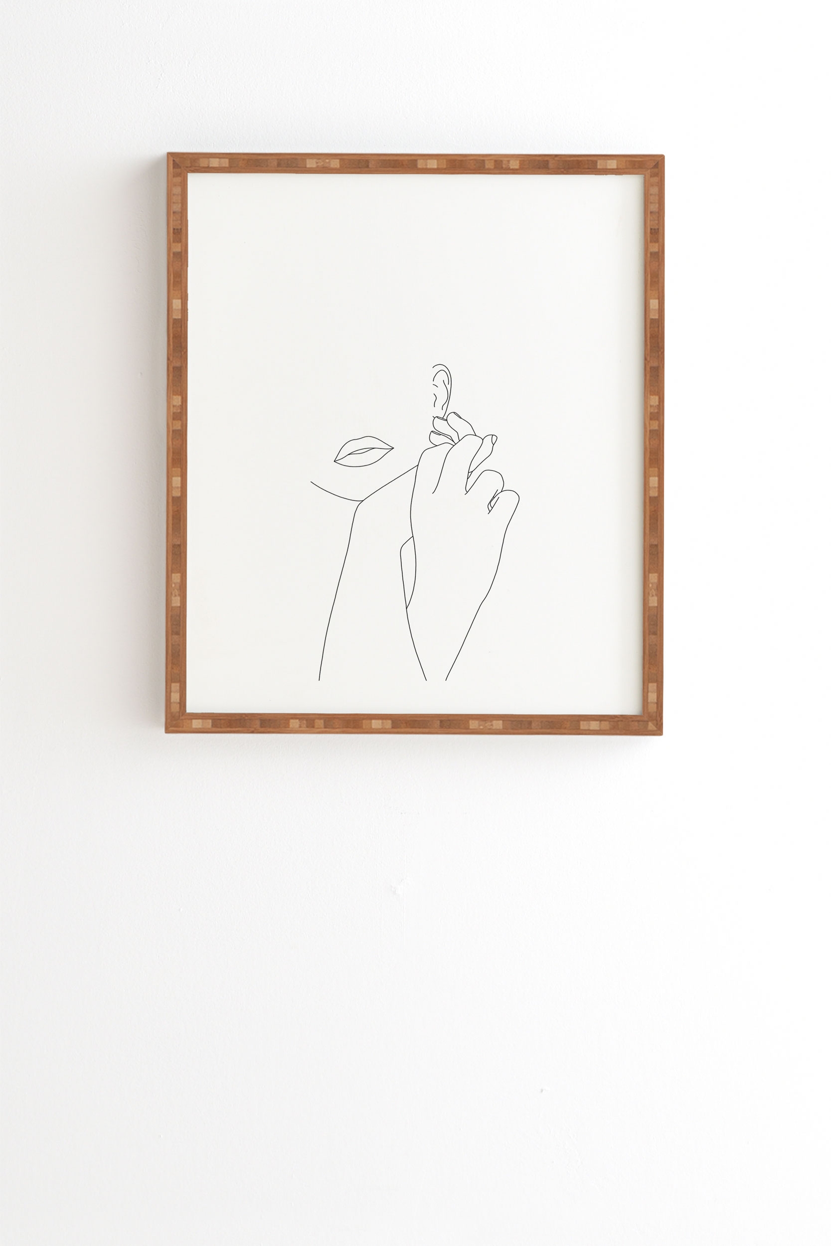 Minimalist Face Illustration by The Colour Study - Framed Wall Art Bamboo 19" x 22.4" - Image 0