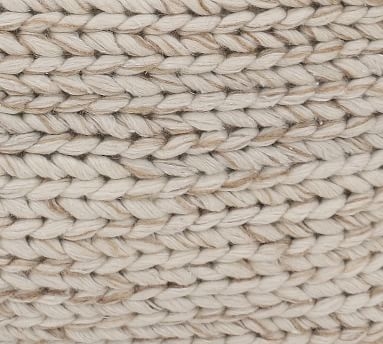 Sweater Knit Pouf, 17 x 17 x 18", Ivory - Image 1