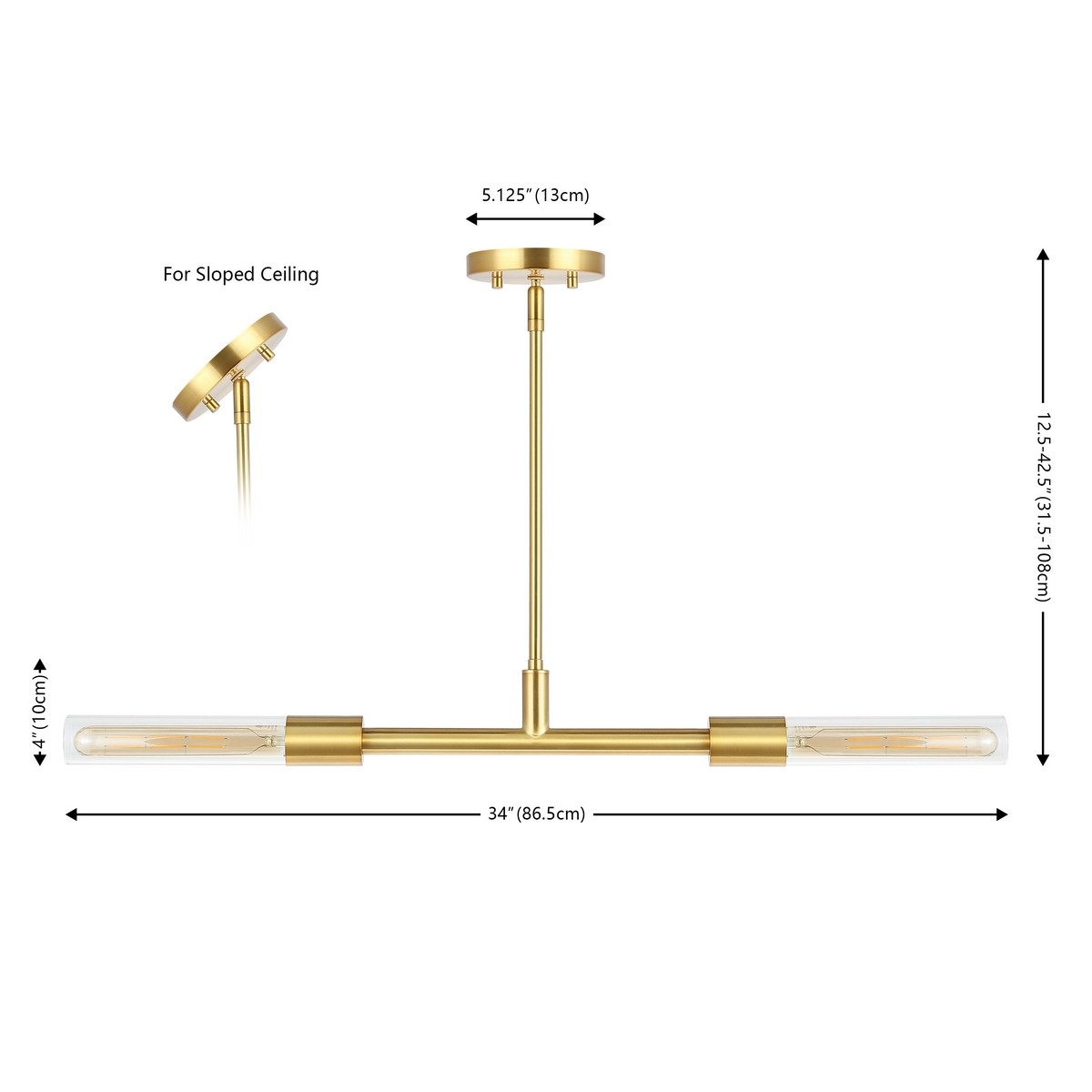 Vasei 2 Lt 34" Pendant - Brass / Clear - Safavieh - Image 5