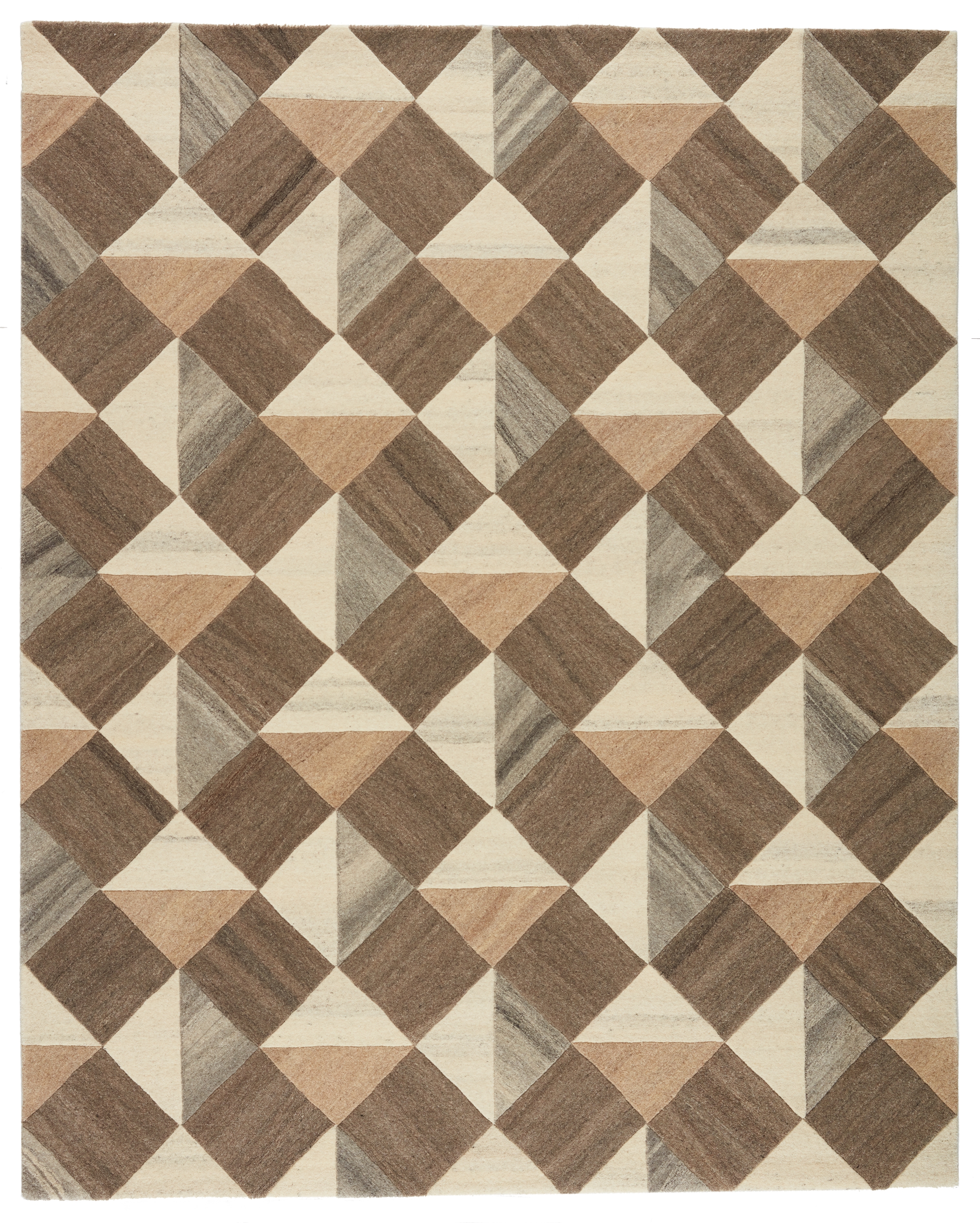 Verde Home by Paris Handmade Geometric Brown/ Cream Area Rug (5'X8') - Image 0