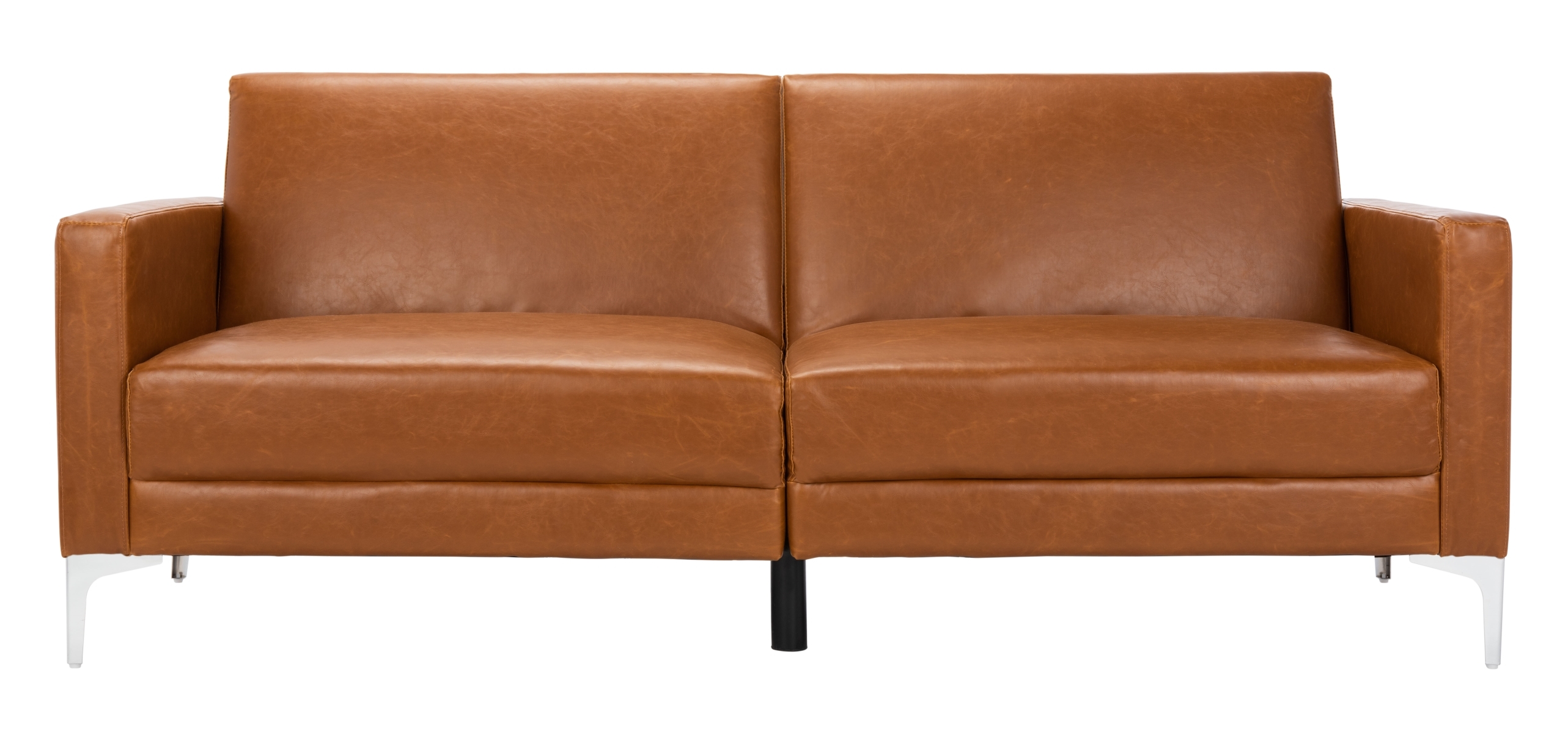 Chelsea Foldable Futon Bed - Cognac / Chrome - Safavieh - Image 0