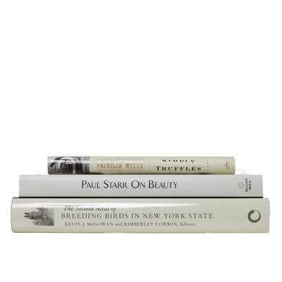 Decorative Books, Beige & White, Set of 3 - Image 0