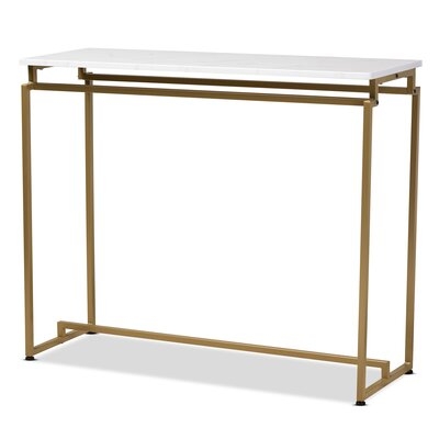 Ilyas Modern And Contemporary Brushed Gold Finished Metal Console Table With Faux Marble Tabletop - Image 0