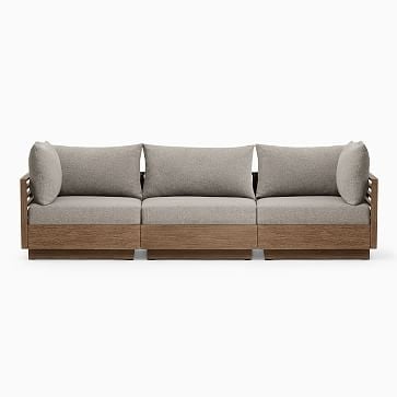 Santa Fe Slatted Outdoor 108 in 3-Piece Modular Sofa, Driftwood - Image 2