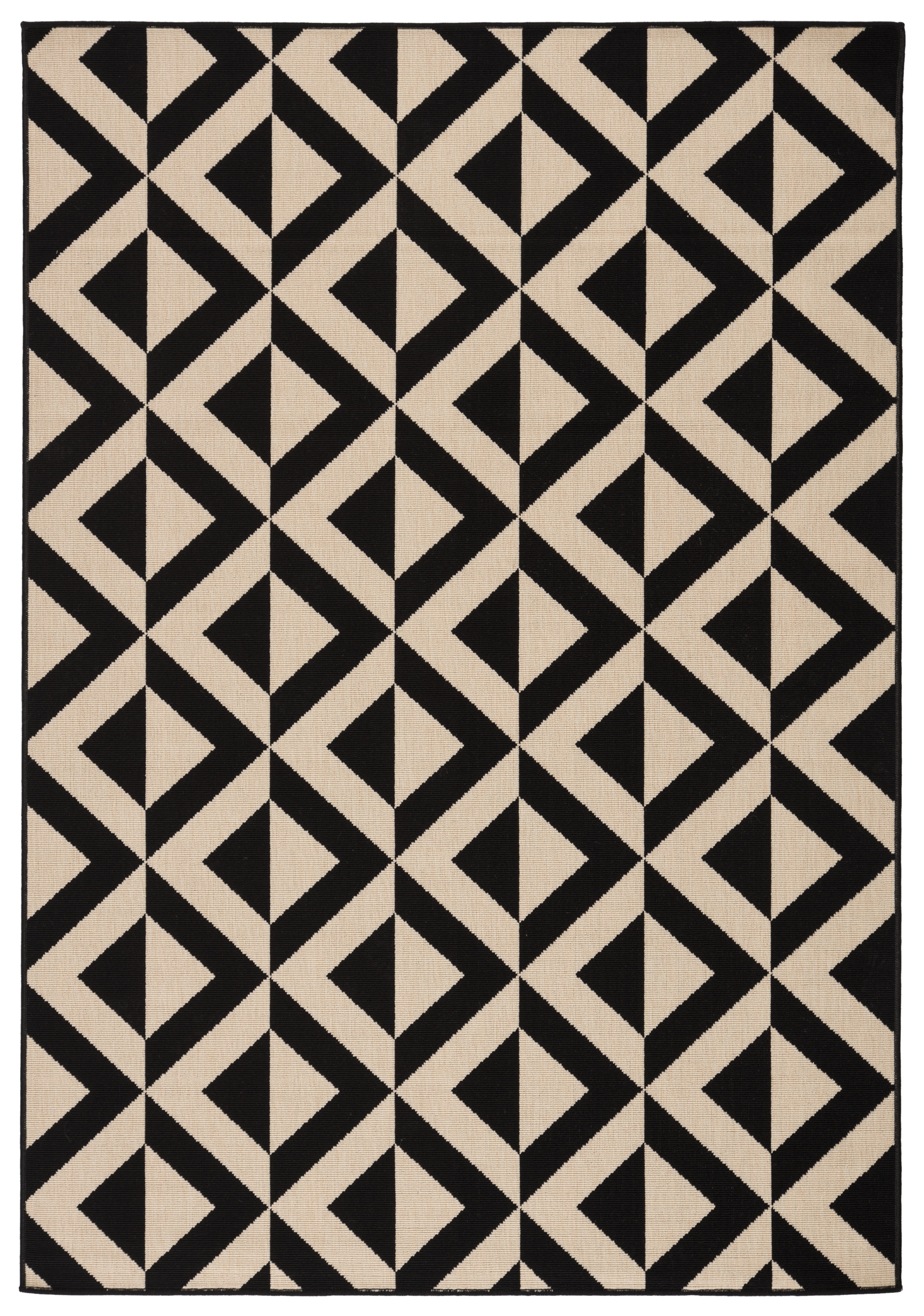 Marquise Indoor/ Outdoor Geometric Black/ Cream Area Rug (5'3" X 7'6") - Image 0