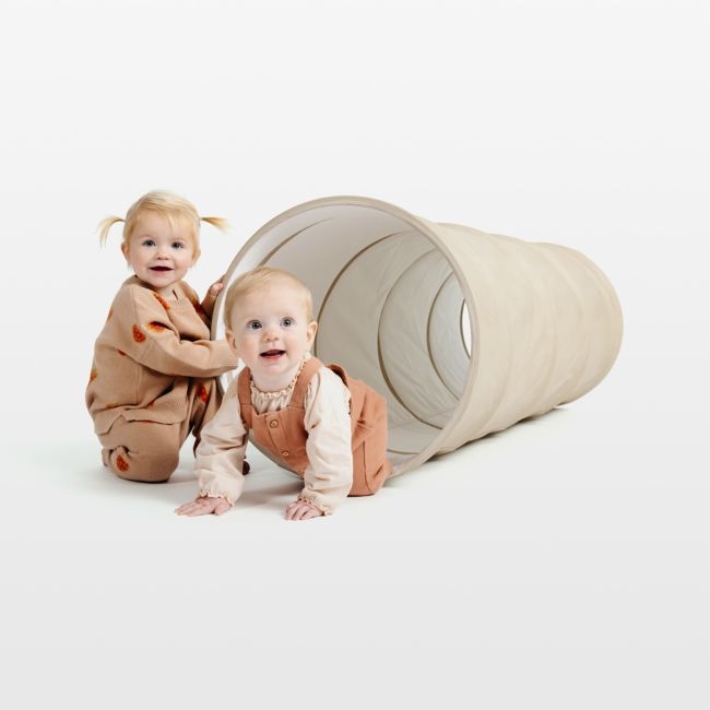 Gathre Millet Beige Vegan Leather Kids Collapsible Play Tunnel - Image 0