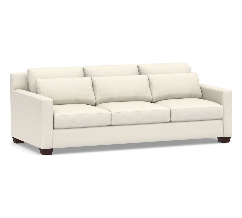 York Square Arm Upholstered Deep Seat Side Sleeper Sofa, Down Blend Wrapped Cushions, Textured Twill Ivory - Image 0