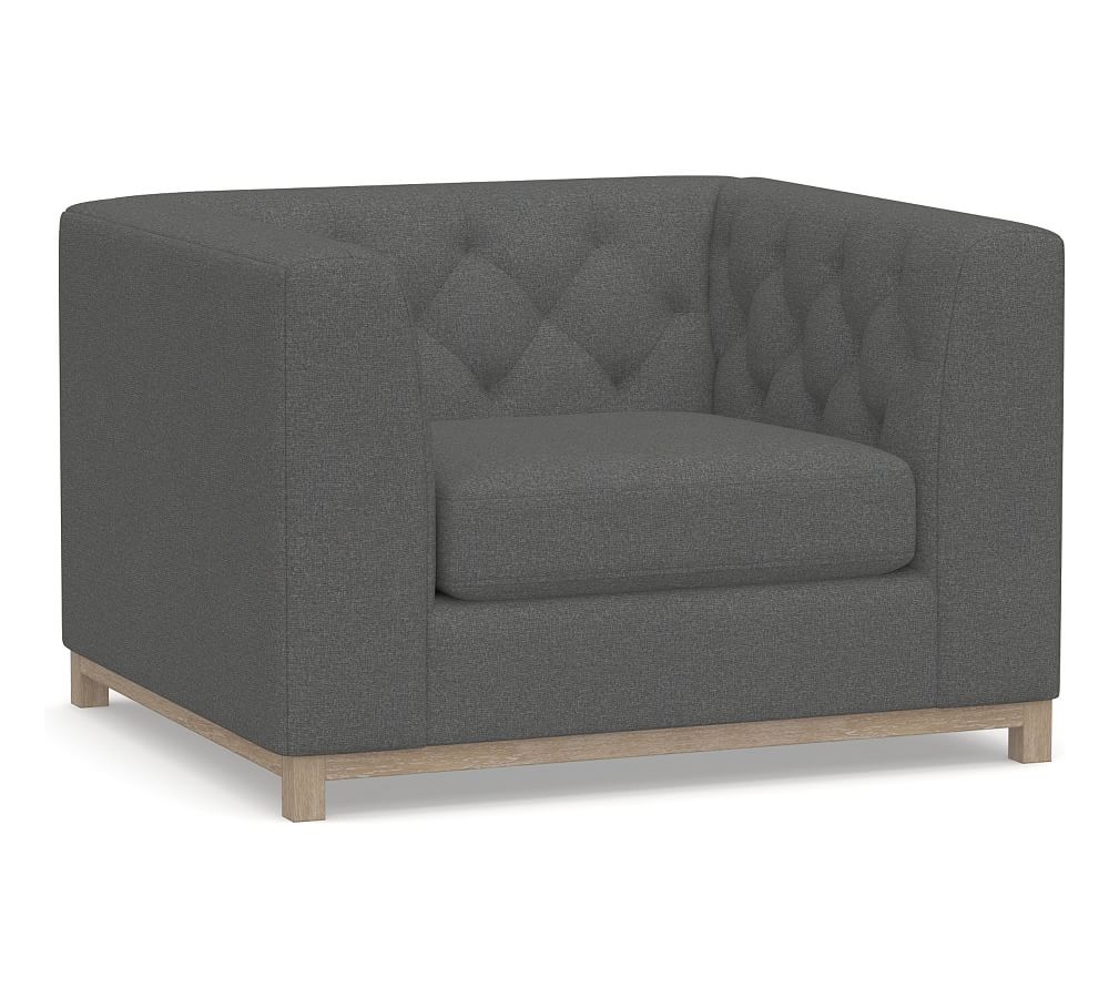 Henley Tufted Upholstered Armchair, Polyester Wrapped Cushions, Park Weave Charcoal - Image 0