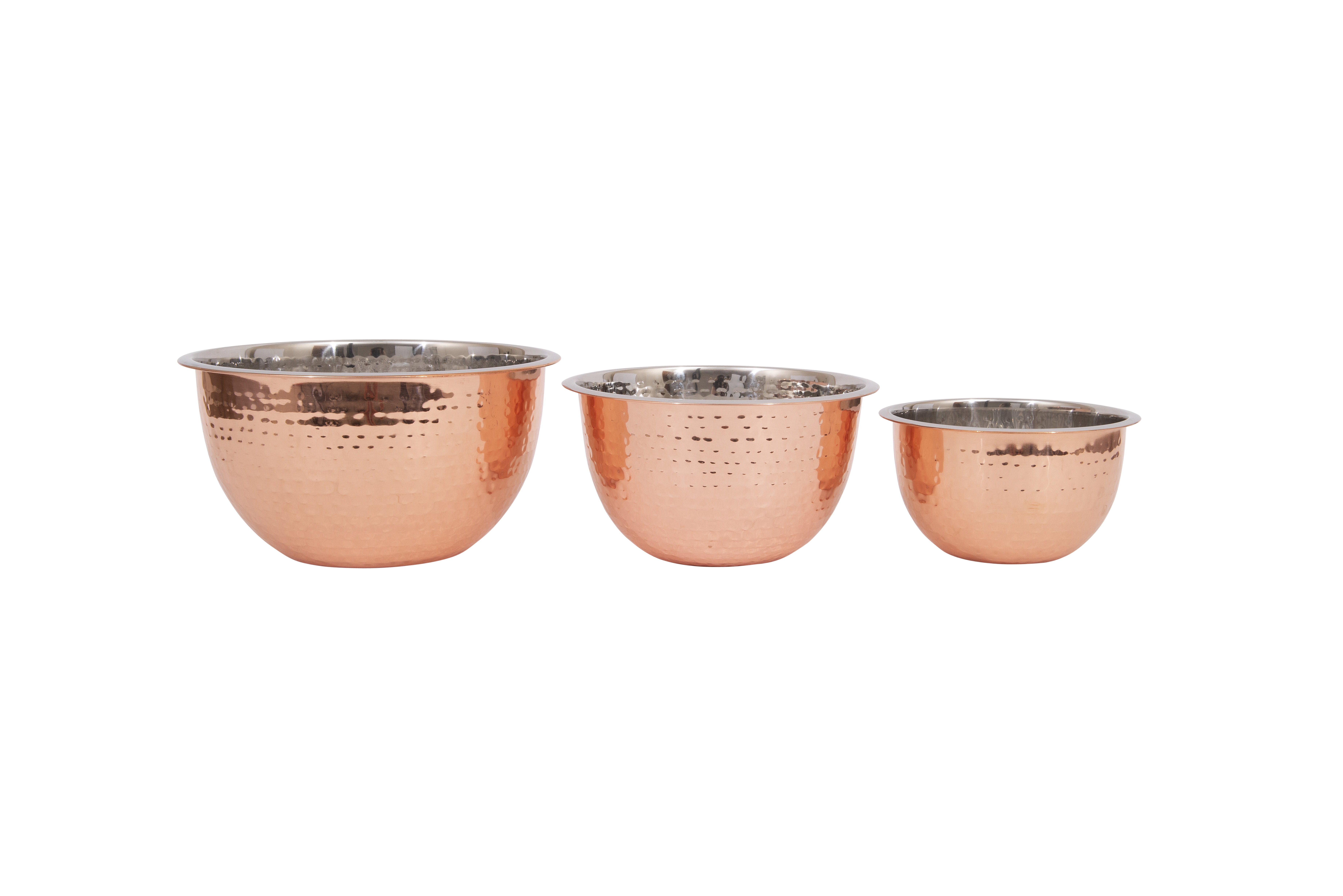 Hammered Stainless Steel Bowls in Copper Finish (Set of 3 Sizes) - Image 0