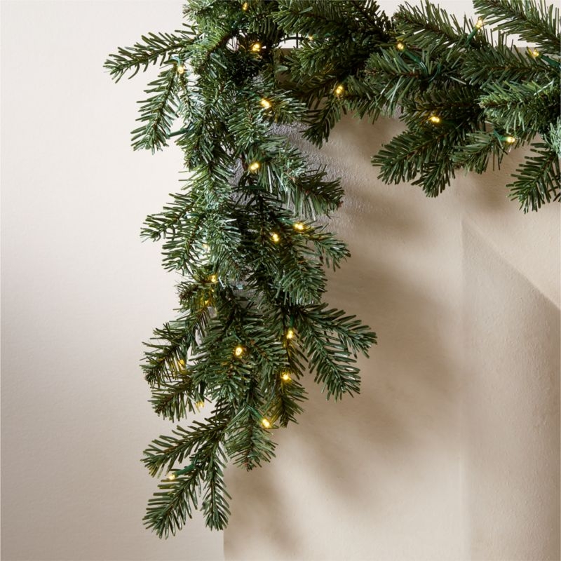 Faux Noble Fir Pre-Lit LED Holiday Garland with Warm White Lights 84" - Image 3