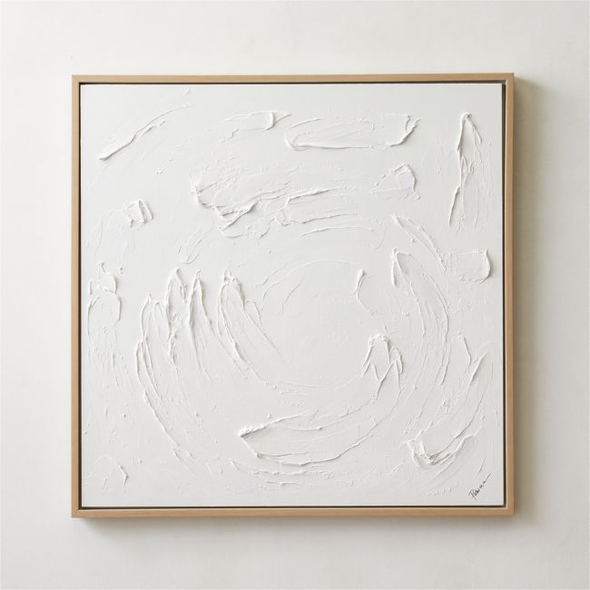 'White Wave' Wall Art in White Frame 38"x38" - Image 0