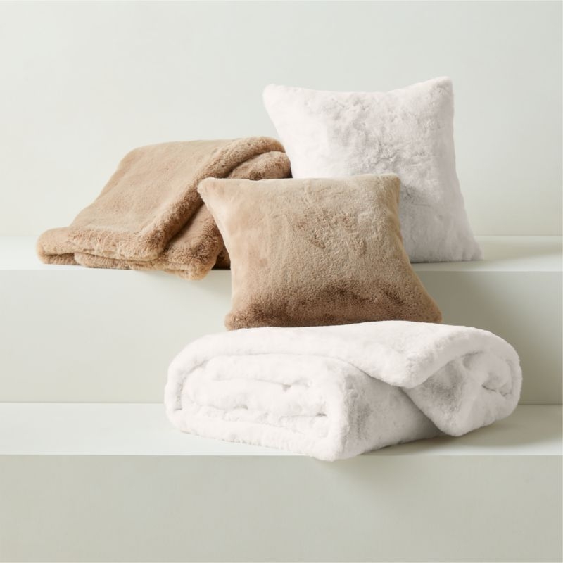 Astor Warm White Faux Fur Throw Blanket 50"x70" - Image 3