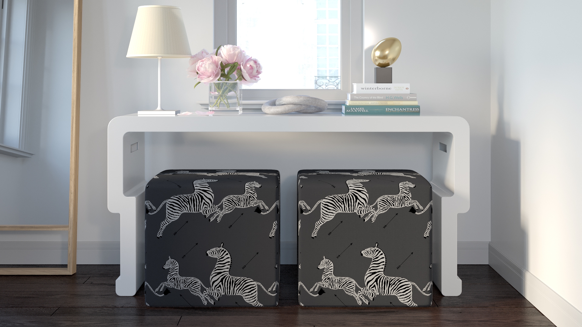 Cube Ottoman, Slate Zebra - Image 2