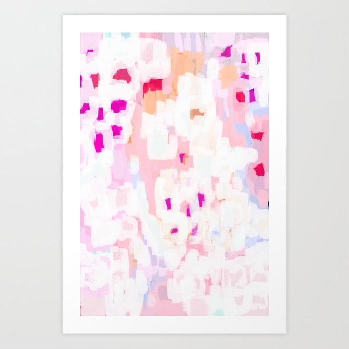 Netta - Abstract Painting Pink Pastel Bright Happy Modern Home Office Dorm College Decor Art Print by Charlottewinter - Large - Image 0