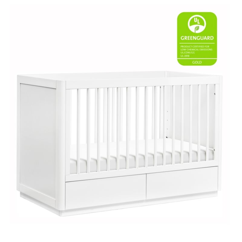 Babyletto Bento White Wood 3-in-1 Convertible Storage Baby Crib with Toddler Bed Conversion Kit - Image 7