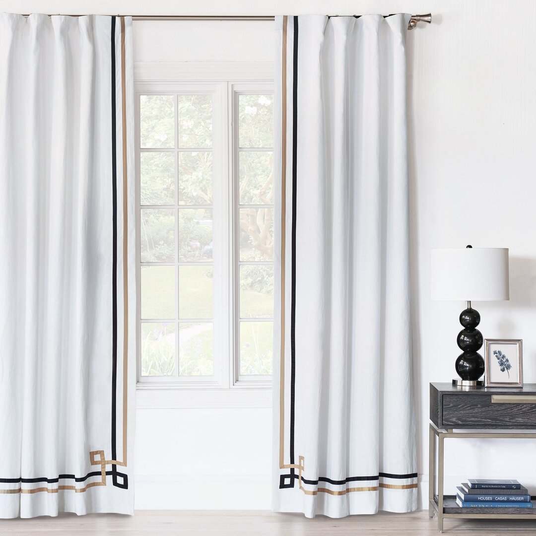 Eastern Accents Sloane Linen Striped Room Darkening Rod Pocket Single Curtain Panel - Image 0