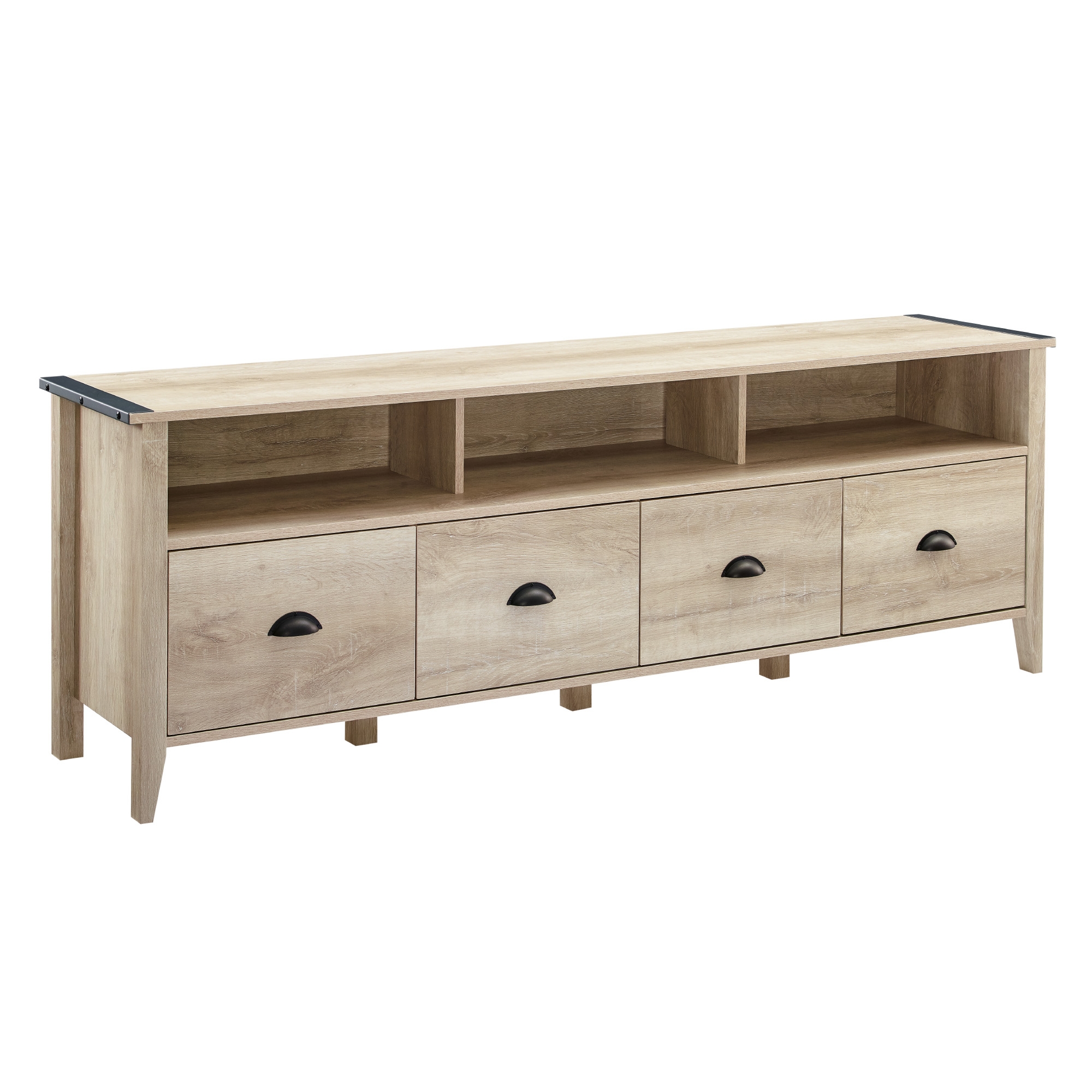 Clair 70" Industrial Farmhouse 4-Drawer TV Stand - White Oak - Image 1