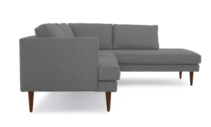 Gray Preston Mid Century Modern Sectional with Bumper (2 piece) - Royale Ash - Mocha - Right  - Image 4