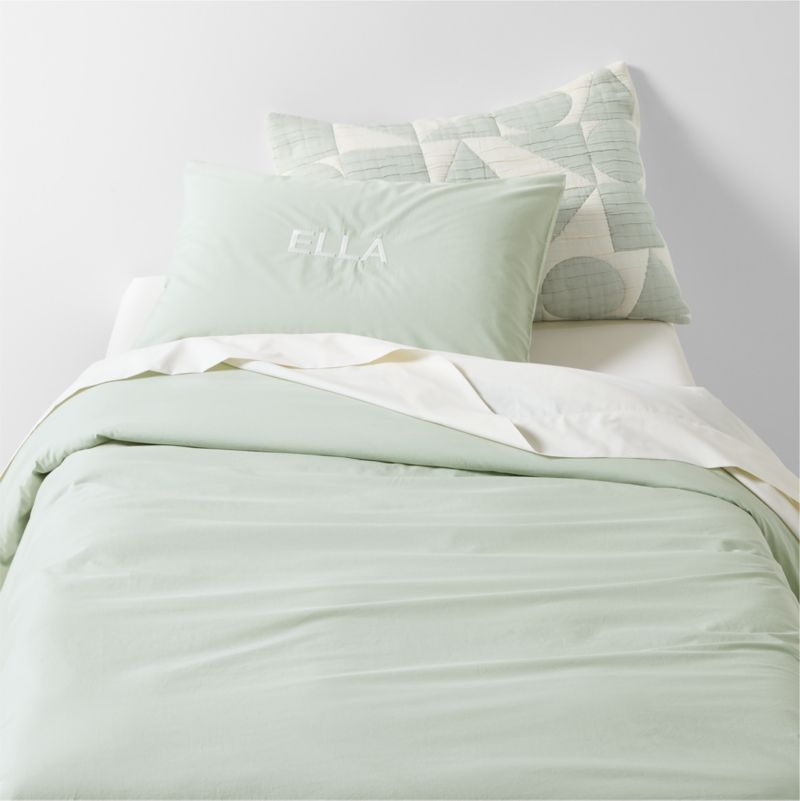 Cozy Cloud Muted Teal Washed Organic Cotton Kids Twin Duvet Cover - Image 4