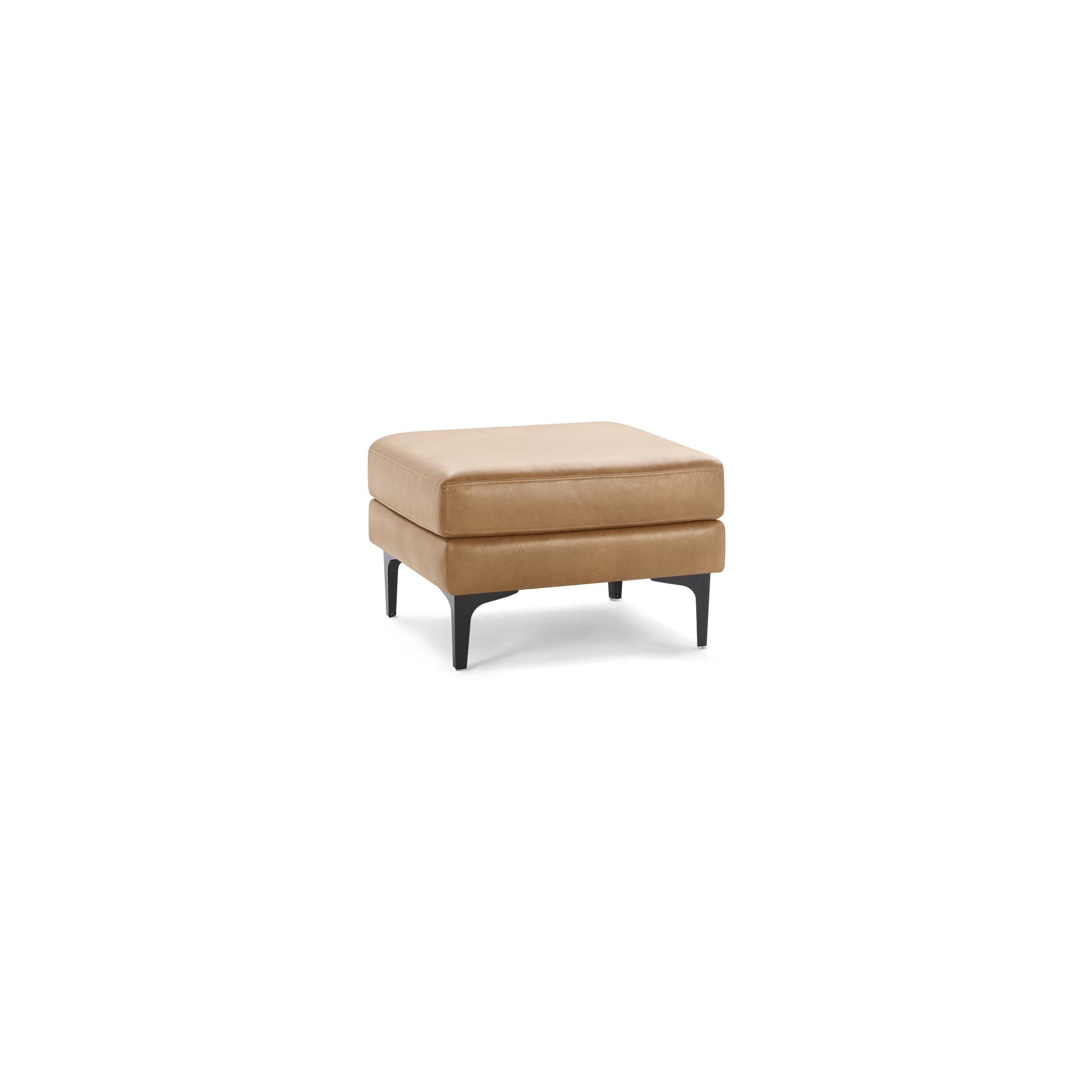 Nomad Leather Ottoman in Camel, Black Metal Legs - Image 0