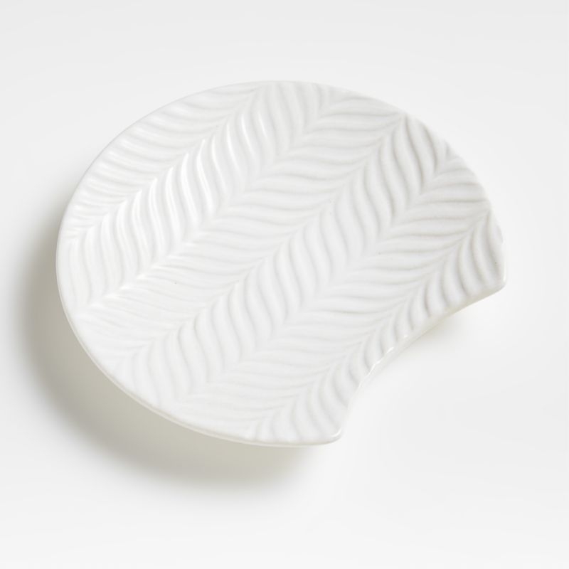 Fern White Ceramic Spoon Rest - Image 1