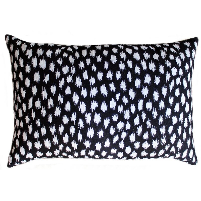 The Fabric Shoppe Pebble Sunbrella Indoor/Outdoor Polka Dots Lumbar Pillow Color: Black - Image 0