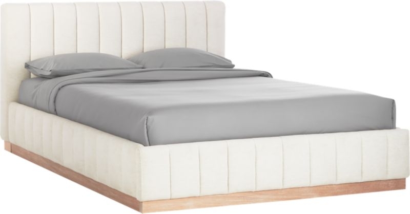 Forte Channeled White Performance Fabric Queen Bed - Image 2
