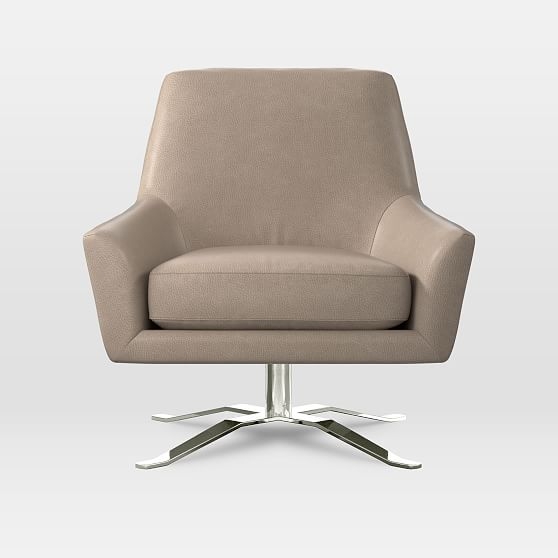 OPEN BOX:Lucas Swivel Base Chair, Summit Leather, Taupe - Image 0