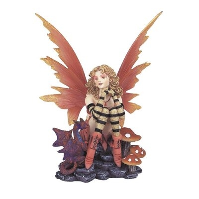 6"H Peach Fairy With Dragon Baby Statue Fantasy Decoration Figurine - Image 0