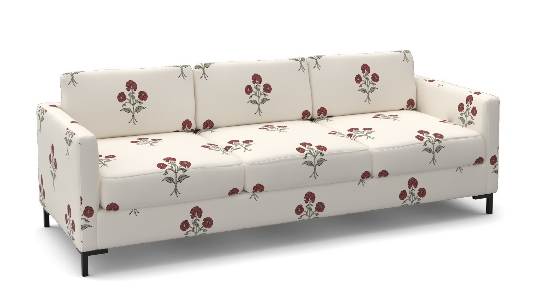 Modern Sofa, Red Delphine, Bronze L Leg - Image 1