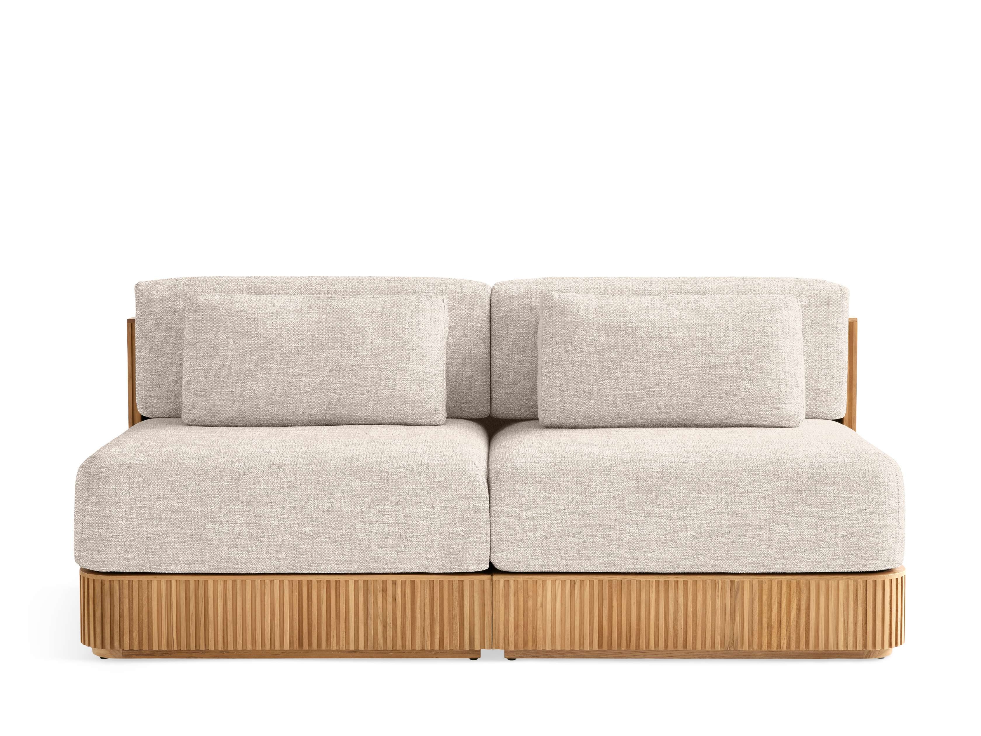 Beaumont Outdoor Two-Piece Modular Sofa Teak in Natural  Priano Malt  - Image 0