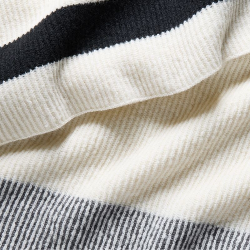 Ribbed Knit 70"x55" Wool Blend Storm Grey Throw Blanket - Image 3